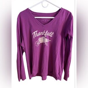 Life Is Good Crusher Purple Thankfall Long Sleeve Tee size XLarge